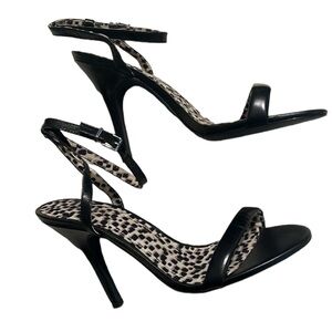 New in box BCBG Paris - Black Leather Open Toe Strappy Heels